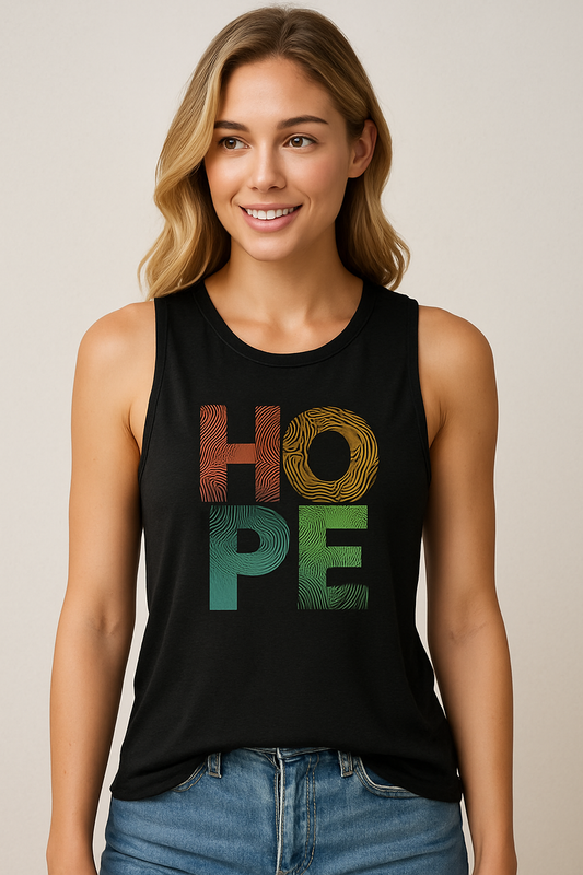 Inspirational Women's Flowy Tank Top - 'HOPE' Design for Motivation, Fitness, Yoga, Relaxation, Casual Wear
