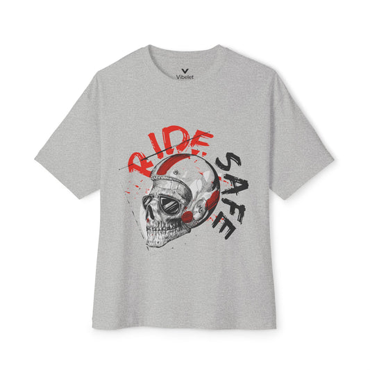 Ride Safe Skull Oversized Tee, Graphic Shirt, Casual Streetwear, Gift for Bikers, Summer Essentials, Edgy Fashion Statement